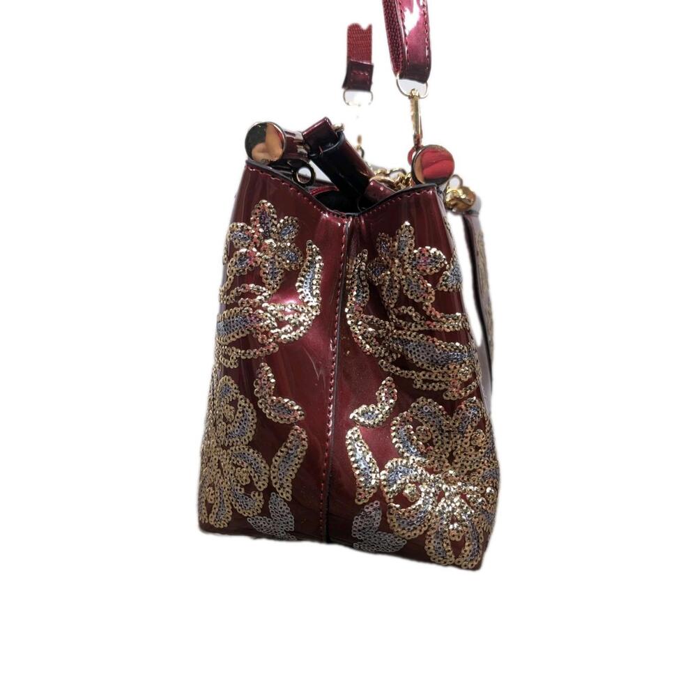 Women Patent Leather Fashion Maroon top handles/with Crossbody Strap(2) - Picture 4 of 9